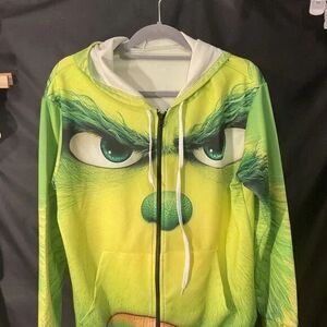 The Grinch Hoodie Green Dr Seuss  Lng Sleeve Full Zip Unisex EUC Sz XL